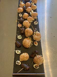 Canapes Cheese Gougeres and Devils on Horseback